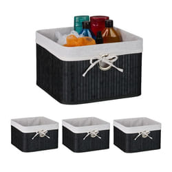 Relaxdays Bac de rangement lot pratique de 4 doublure poignée H x L x P : 20 x 31 x 31 cm noir et blanc
