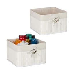 Relaxdays Bac de rangement lot pratique de 2 doublure poignée H x L x P : 20 x 31 x 31 cm blanc