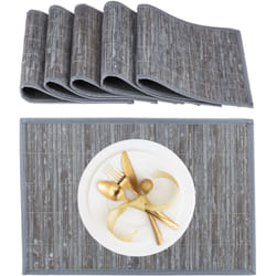 Relaxdays Set de table, bambou, lot de 6, tables manger, 30 x 45 cm, rectangle, tapis de table antidérapant lavable