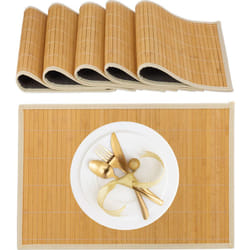 Relaxdays Set de table, bambou, lot de 6, tables manger, 30 x 45 cm, rectangle, tapis de table antidérapant lavable