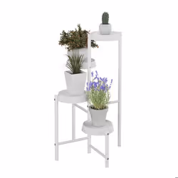 Relaxdays Étagère à plantes 4 emplacements métal et plastique H x L x P : 81 x 48 x 49 cm pour lintérieur blanche