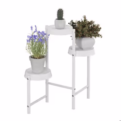 Relaxdays Étagère à plantes 3 emplacements métal et plastique H x L x P : 61 x 55 x 30 cm pour lintérieur blanche