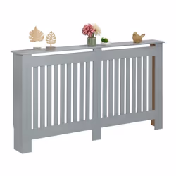 Relaxdays Cache-radiateur superbe design tablette pratique en MDF H x L x P : 83 x 152 x 19 cm gris