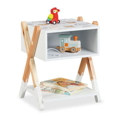 Relaxdays - Table de chevet, pour votre bout de chou, bois de pin et mdf, h x l x p : 42 x 32 x 30 cm, multicolore