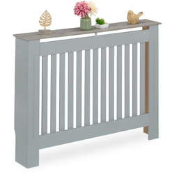 Relaxdays Cache-radiateur, design moderne, tablette pratique, en MDF, H x L x P : 83 x 112 x 19 cm, gris