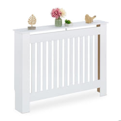 Relaxdays Cache-radiateur superbe design tablette pratique en MDF H x L x P : 83 x 112 x 19 cm blanc