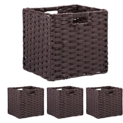 Relaxdays - Panier rangement, lot de 4, superbe design, pour vos vêtements, h x l x p : 31 x 32 x 30 cm, marron