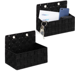 Relaxdays - Panier de rangement, lot de 2, h x l x p : env. 20 x 25 x 16,5 cm, pour la salle de bain ou l'entrée, noir