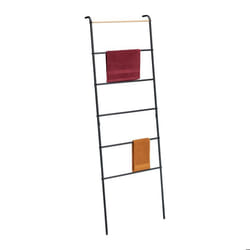 Relaxdays Échelle porte-serviettes 6 barres spacieuses H x L x P : 1605 x 555 x 10 cm salle de bain noire