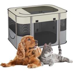 Parc pliable pour le chiot, h x l x p : 43 x 71 x 55 cm, pour l'intérieur ou l'extérieur, multicolore - Relaxdays