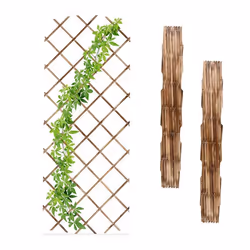 Relaxdays Tuteur à tomates en lot pratique de 3 extensible bois de sapin pour le mur 180 x 90 cm flambé
