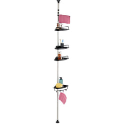 Relaxdays - tagère de douche, télescopique, sans perçage, 4 étages, 1 porte-serviette, h : 99-311 cm, noir et argenté