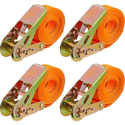 Relaxdays - Sangles d'arrimage avec cliquet, 4 pièces, 4 m, 500 kg, fixation chargement voiture, remorque, orange
