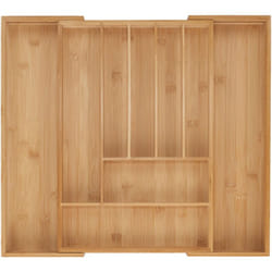 Relaxdays - Boîtes à couverts, Range-couverts extensible en bambou, 7-9 compartiments, HxLxP: 5 x 31-50 x 45 cm, naturel