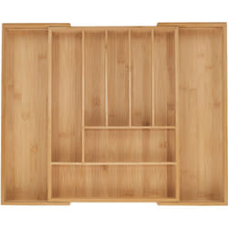 Relaxdays - Boîtes à couverts, Range-couverts extensible en bambou, 7-9 compartiments, HxLxP: 5x32,5-53,5x43 cm, naturel