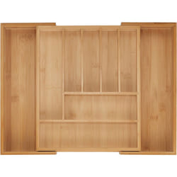 Relaxdays - Boîtes à couverts, Range-couverts extensible en bambou, 7-9 compartiments, HxLxP: 5x28-44,5x33,5 cm, naturel