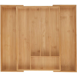 Relaxdays - Boîtes à couverts, Range-couverts extensible en bambou, 5-7 compartiments, HxLxP: 6 x 34-56 x 50 cm, naturel