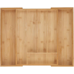 Relaxdays - Boîtes à couverts, Range-couverts extensible en bambou, 5-7 compartiments, HxLxP: 5x32,5-53,5x43 cm, naturel