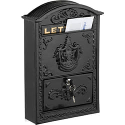 Relaxdays - Boite aux lettres, design rétro, 2 clés, jolis détails, h x l x p : 42 x 28 x 10 cm, noir et doré