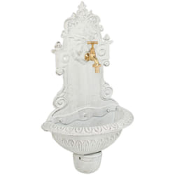Relaxdays - Fontaine extérieure pour le jardin, robinet, bac, design rustique, h x l x p : 61 x 35 x 18 cm, blanche