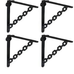 Relaxdays - Lot de 4 équerres pour étagères, en fonte, design charmant, h x l x p : 18,5 x 4 x 22 cm chacune, noir