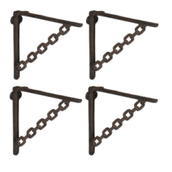 Relaxdays - Lot de 4 équerres pour étagères, en fonte, design charmant, h x l x p : 18,5 x 4 x 22 cm chacune, marron