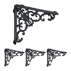 Relaxdays Lot pratique de 4 équerres pour étagères en fonte design antique HLP : 215 x 4 x 215 cm chacune noir