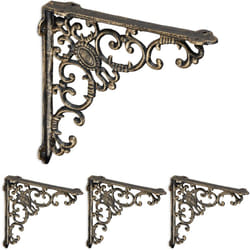 Relaxdays - Lot pratique de 4 équerres pour étagères, en fonte, design antique, hlp : 21,5 x 4 x 21,5 cm chacune, bronze