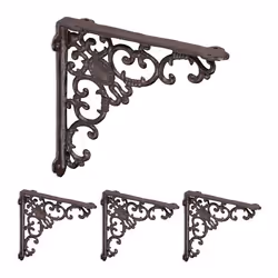 Relaxdays Lot pratique de 4 équerres pour étagères en fonte design antique HLP : 215 x 4 x 215 cm chacune marron