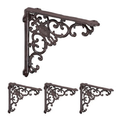 Relaxdays Lot pratique de 4 équerres pour étagères en fonte design antique HLP : 215 x 4 x 215 cm chacune marron