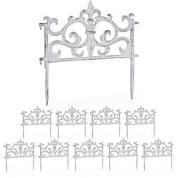Relaxdays - Barrière de jardin, 10 éléments, design vintage, à planter, chaque élément h x l : 27 x 27 cm, blanche