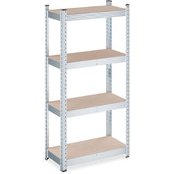 Relaxdays - tagère charge lourde, pour la cave ou le garage, h x l x p : 120 x 60 x 30 cm, marron clair et argenté