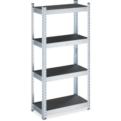 Relaxdays - tagère charge lourde, pour la cave ou le garage, h x l x p : 120 x 60 x 30 cm, noir et argenté