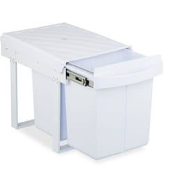 Relaxdays - Poubelle encastrable pour la cuisine, 2 bacs de 20 litres chacun, hlp : 41,3 x 34 x 51,8 cm, blanche