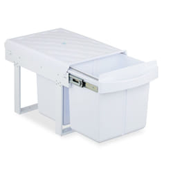 Relaxdays - Poubelle encastrable pour la cuisine, 2 bacs de 15 litres chacun, hlp : 34,6 x 34 x 51,8 cm, blanche