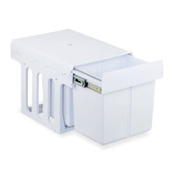 Relaxdays Poubelle encastrable pour la cuisine, 2 bacs de 15 litres chacun, H x L x P : 35,1 x 34,3 x 48 cm, blanche
