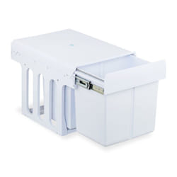 Relaxdays Poubelle encastrable pour la cuisine, 3 bacs, 15 litres et 8 litres, H x L x P : 35,1 x 34,3 x 48 cm, blanche