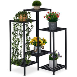 Relaxdays - tagère à plantes, 6 niveaux, pour vos trésors verts, métallique, h x l x p : 81 x 55 x 55 cm, noir