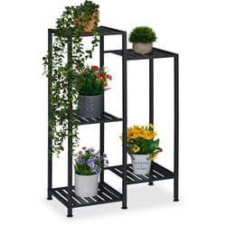 Relaxdays - tagère à plantes, 5 niveaux, pour vos trésors verts, métallique, h x l x p : 81 x 55 x 28,5 cm, noir