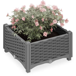 Relaxdays - Jardinière, aspect rotin, h x l x p : 23 x 40 x 40 cm, pour le balcon, le jardin ou la terrasse, grise