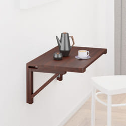 Relaxdays - Table murale pliable en bois, LxP: 60 x 40 cm, tablette suspendue, gain de place, rabattable, cuisine, marron
