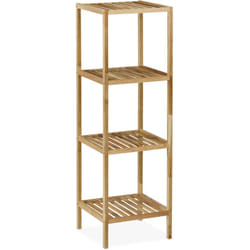 Tagère de salle de bain ou cuisine, bois de noyer, 4 niveaux, h x l x p : 113 x 35,5 x 35,5 cm, nature - Relaxdays