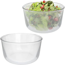 Grand saladier en verre, lot pratique de 2, capacité : 1,6 l, pour la cuisine, transparent - Relaxdays