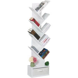 Relaxdays - Petite bibliothèque prenant la forme d'un arbre, 9 branches, h x l x p : 146 x 38 x 22 cm, blanche
