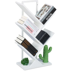 Relaxdays - Petite bibliothèque prenant la forme d'un arbre, plusieurs branches, h x l x p : 71 x 40 x 21,5 cm, blanche