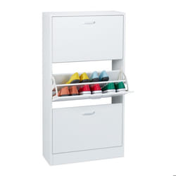 Relaxdays Armoire à chaussures H x L x P : 113 x 60 x 24 cm pour 18 paires 3 abattants meuble étroit blanc
