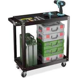 Relaxdays - Chariot d'atelier, 2 niveaux, charge maximale : env. 100 kg, h x l x p : 76 x 78 x 35 cm, noir