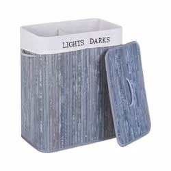 Relaxdays Panier à linge 2 compartiments couvercle 100 litres pliable H x L x P : 63 x 54 x 34 cm gris