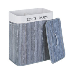 Relaxdays Panier à linge 2 compartiments couvercle 100 litres pliable H x L x P : 63 x 54 x 34 cm gris