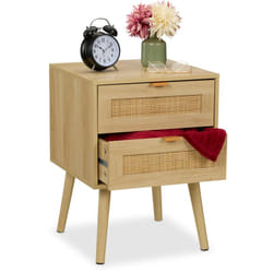 Relaxdays - Table de chevet, deux tiroirs spacieux, h x l x p : env. 55 x 40 x 41,5 cm, pour la chambre, nature